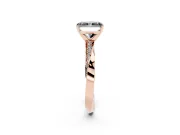 Fancy Black Radiant Cut Diamond Engagement Ring Set in Rose gold with Side Stone Accents and Prong Setting