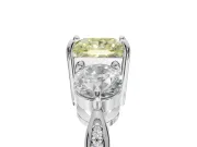 Princess Cut Three Stone Engagement Ring Setting for a Fancy Yellow Lab-Grown Diamond | Tapered Pave Band | Platinum