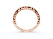 Round Lab-Grown Diamond Pavé Chevron Milgrain Wedding Band | Scrollwork Sides | Rose Gold