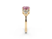 Round Cluster Side Stone Engagement Ring Setting for a Fancy Pink Lab-Grown Diamond | Yellow Gold