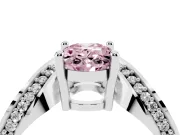 Oval Bypass Engagement Ring Setting for a Fancy Pink Lab-Grown Diamond | Pavé Ribbon | Platinum
