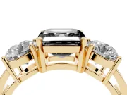 Asscher Cut Three Stone Engagement Ring Setting for a Black Center | Round Side Stones | Yellow Gold