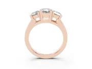 Radiant Cut Three Stone Engagement Ring Setting | Large Side Stones | Rose Gold