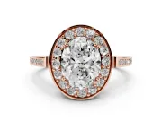 Oval Halo Engagement Ring Setting | Polished Halo Rim | Rose Gold