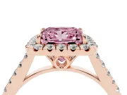 Princess Cut Raised Halo Engagement Ring Setting for a Fancy Pink Lab-Grown Diamond | Rose Gold