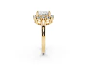 Princess Cut Cluster Halo Engagement Ring Setting | Large Round Accents | Yellow Gold