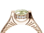 Oval Vintage Cathedral Engagement Ring Setting for a Fancy Yellow Lab-Grown Diamond | Carved Band | Rose Gold
