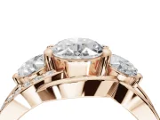 Oval Three Stone Split Shank Engagement Ring Setting | Matching Sides | Rose Gold