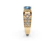 Princess Cut Vintage Pave Engagement Ring Setting for a Fancy Blue Lab-Grown Diamond | Milgrain Edges | Yellow Gold
