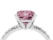 Princess Cut Pavé Solitaire Engagement Ring Setting for a Fancy Pink Lab-Grown Diamond | White Gold
