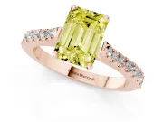 Emerald Cut Pavé Engagement Ring Setting for a Fancy Yellow Lab-Grown Diamond | Rose Gold - Design NV-24454