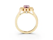 Emerald Cut Milgrain Cluster Halo Engagement Ring Setting for a Fancy Pink Lab-Grown Diamond | Plain Band | Yellow Gold