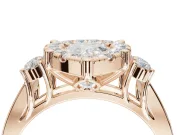 Pear-Shaped Halo Side Cluster Engagement Ring Setting | Graduated Channel Band | Rose Gold