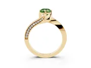 Emerald Cut Bypass Pavé Engagement Ring Setting for a Fancy Green Lab-Grown Diamond | Swept Shoulders | Yellow Gold