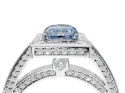 Radiant Cut Sectioned Halo Engagement Ring Setting for a Fancy Blue Lab-Grown Diamond | Platinum