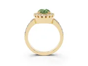 Oval Vintage Milgrain Halo Engagement Ring Setting for a Fancy Green Lab-Grown Diamond | Pierced Gallery | Yellow Gold