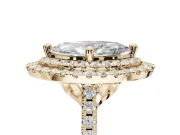 Marquise Double Halo Engagement Ring Setting | Pave Shoulders | Yellow Gold