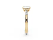 Princess Cut Three Stone Engagement Ring Setting | Tapered Baguettes | Yellow Gold