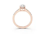 Marquise Hidden Halo Solitaire Engagement Ring Setting | Shared Prong Band | Rose Gold