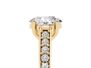 Oval Graduated Pave Cathedral Solitaire Engagement Ring Setting | Scroll Cut-Outs | Yellow Gold