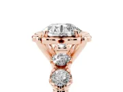 Round Floral Engagement Ring Setting | Petal Frame and Side Stones | Rose Gold