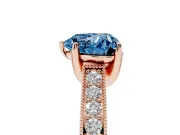 Heart-Shaped Hidden Halo Engagement Ring Setting for a Fancy Blue Lab-Grown Diamond | Milgrain Pave | Rose Gold