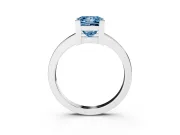 Fancy Blue Princess Cut Diamond Solitaire Ring Set in Silver with Prong Head and Smooth Polished Band
