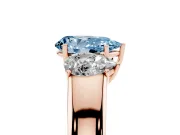 Pear-Shaped 3 Stone Engagement Ring Setting for a Fancy Blue Lab-Grown Diamond | Rose Gold