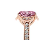 Radiant Cut Floral Pavé Engagement Ring Setting for a Fancy Pink Lab-Grown Diamond | Rose Gold