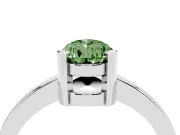 Fancy Green Pear Cut Diamond Solitaire Ring Set in Platinum with Prong Head and Smooth Polished Band
