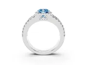 Cushion Cut Halo Split Shank Engagement Ring Setting for a Fancy Blue Lab-Grown Diamond | Pavé Strands | Sterling Silver