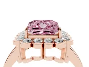 Princess Cut Scalloped Cluster Halo Engagement Ring Setting for a Fancy Pink Lab-Grown Diamond | Plain Band | Rose Gold