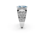 Fancy Blue Marquise Cut Diamond Milgrain Halo Pavé Engagement Ring Set in Silver with Prong Setting