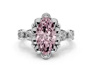 Marquise Floral Engagement Ring Setting for a Fancy Pink Lab-Grown Diamond | Petal Frame | Platinum