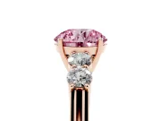 Round Close Set Five Stone Engagement Ring Setting for a Fancy Pink Lab-Grown Diamond | Rose Gold