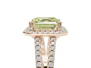 Asscher Cut Halo Split Shank Engagement Ring Setting for a Fancy Yellow Lab-Grown Diamond | Pavé Shoulders | Rose Gold