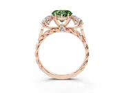 Heart-Shaped Three Stone Engagement Ring Setting for a Fancy Green Lab-Grown Diamond | Braided Band | Rose Gold