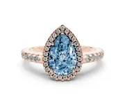Pear-Shaped Pave Halo Engagement Ring Setting for a Fancy Blue Lab-Grown Diamond | Rose Gold