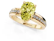 Pear-Shaped Channel Set Engagement Ring Setting for a Fancy Yellow Lab-Grown Diamond | Rope Collar | Yellow Gold