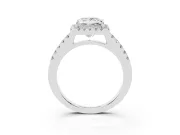 Princess Cut Diamond Halo Pavé Solitaire Ring Set in Platinum with Prong-Set Center Stone