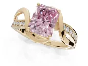 Radiant Cut Bypass Solitaire Engagement Ring Setting for a Fancy Pink Lab-Grown Diamond | Pavé Strands | Yellow Gold