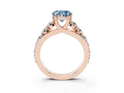 Heart-Shaped Graduated Engagement Ring Setting for a Fancy Blue Lab-Grown Diamond | Rose Gold