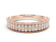 Round Diamond Pavé Eternity Band Set in Rose gold with Milgrain Edge