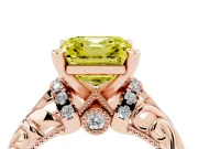 Asscher Cut Filigree Engagement Ring Setting for a Fancy Yellow Lab-Grown Diamond | Rose Gold