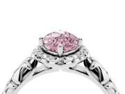 Marquise Leaf Halo Engagement Ring Setting for a Fancy Pink Lab-Grown Diamond | White Gold