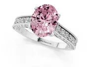 Oval Hidden Halo Engagement Ring Setting for a Fancy Pink Lab-Grown Diamond | Milgrain Pave | Sterling Silver
