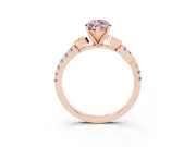 Marquise Leaf Pavé Engagement Ring Setting for a Fancy Pink Lab-Grown Diamond | Rose Gold
