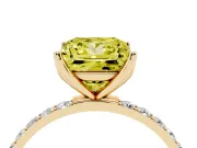 Princess Cut Pave Solitaire Engagement Ring Setting for a Fancy Yellow Lab-Grown Diamond | Slim Band | Yellow Gold