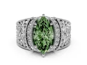 Marquise Vintage Pave Engagement Ring Setting for a Fancy Green Lab-Grown Diamond | Milgrain Edges | White Gold