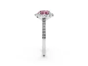 Heart-Shaped Halo Engagement Ring Setting for a Fancy Pink Lab-Grown Diamond | Tapered Band | Platinum
